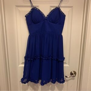Elegant Blue Spaghetti Strap Dress